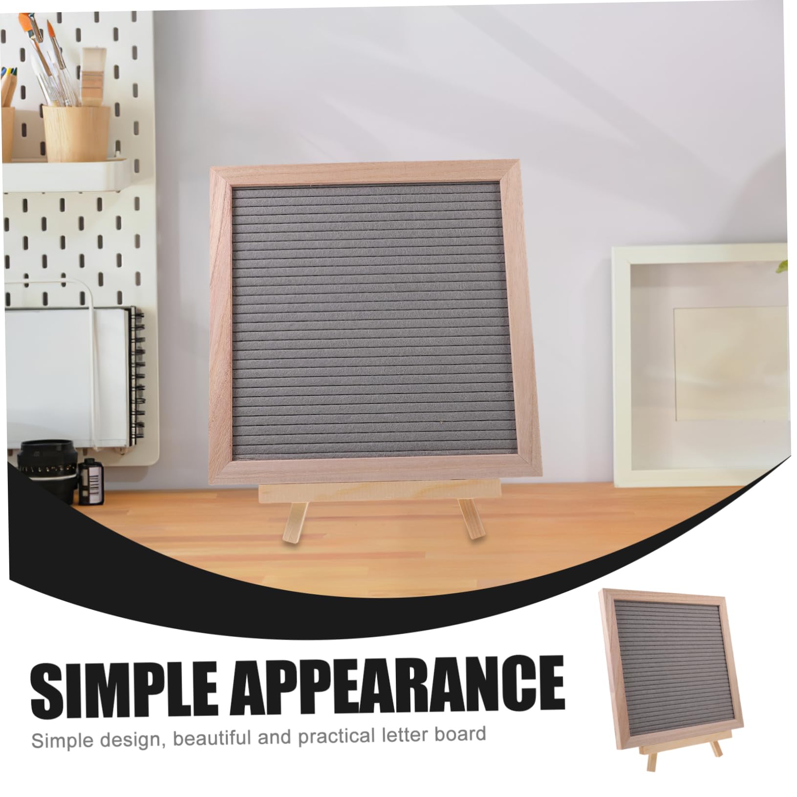 COHEALI 1 Set DIY Massage Board Stainless Steel Grey Letter Board Letter Board Sign Felt Letter Message Board Wooden