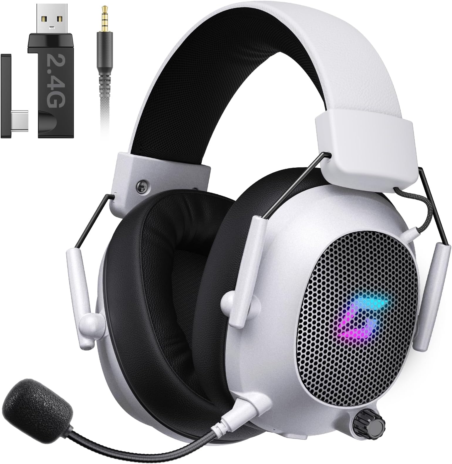 CyberGeek 2.4g Wireless Gaming Headset White