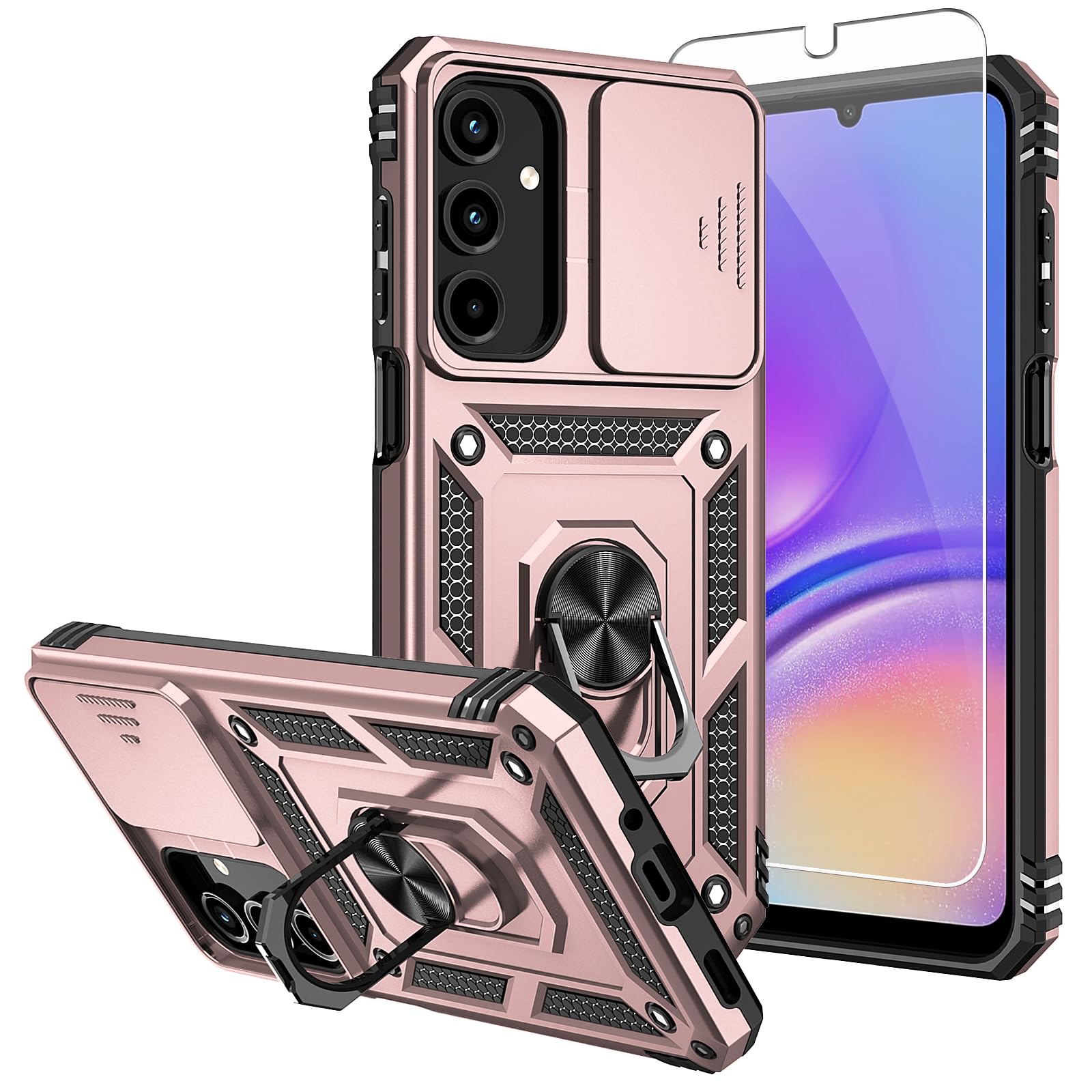 for Samsung Galaxy A16 5G Case,with Screen Protectors and Camera Cover,[Military Grade] 16ft.Drop Tested Cover with Magnetic Kickstand Protective Case