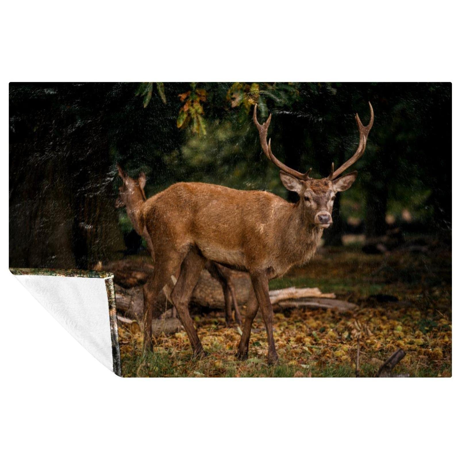 Couverture douce de pique-nique et camping motif cerf forêt pour canapé