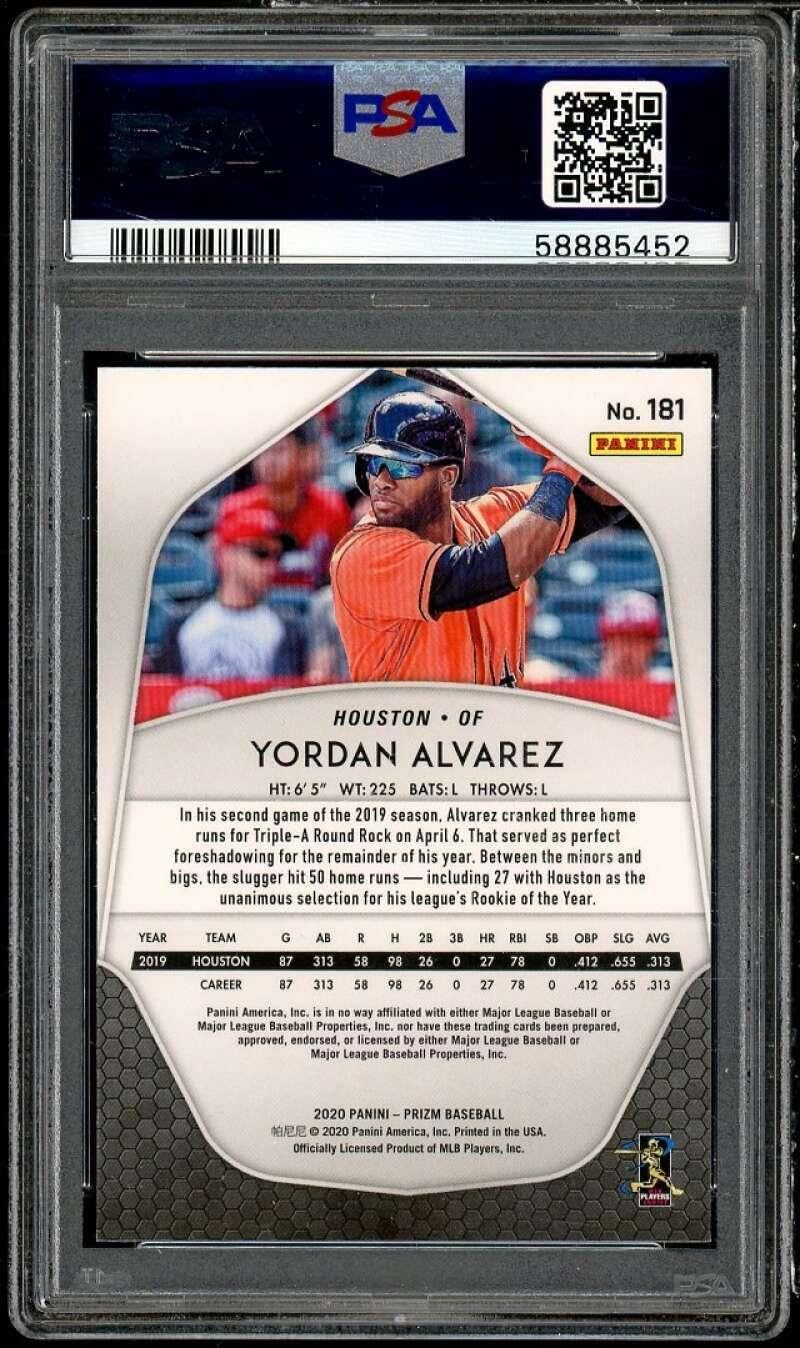 Yordan Alvarez Rookie Card 2020 Panini Prizm #181 PSA 10 - Baseball Slabbed Rookie Cards
