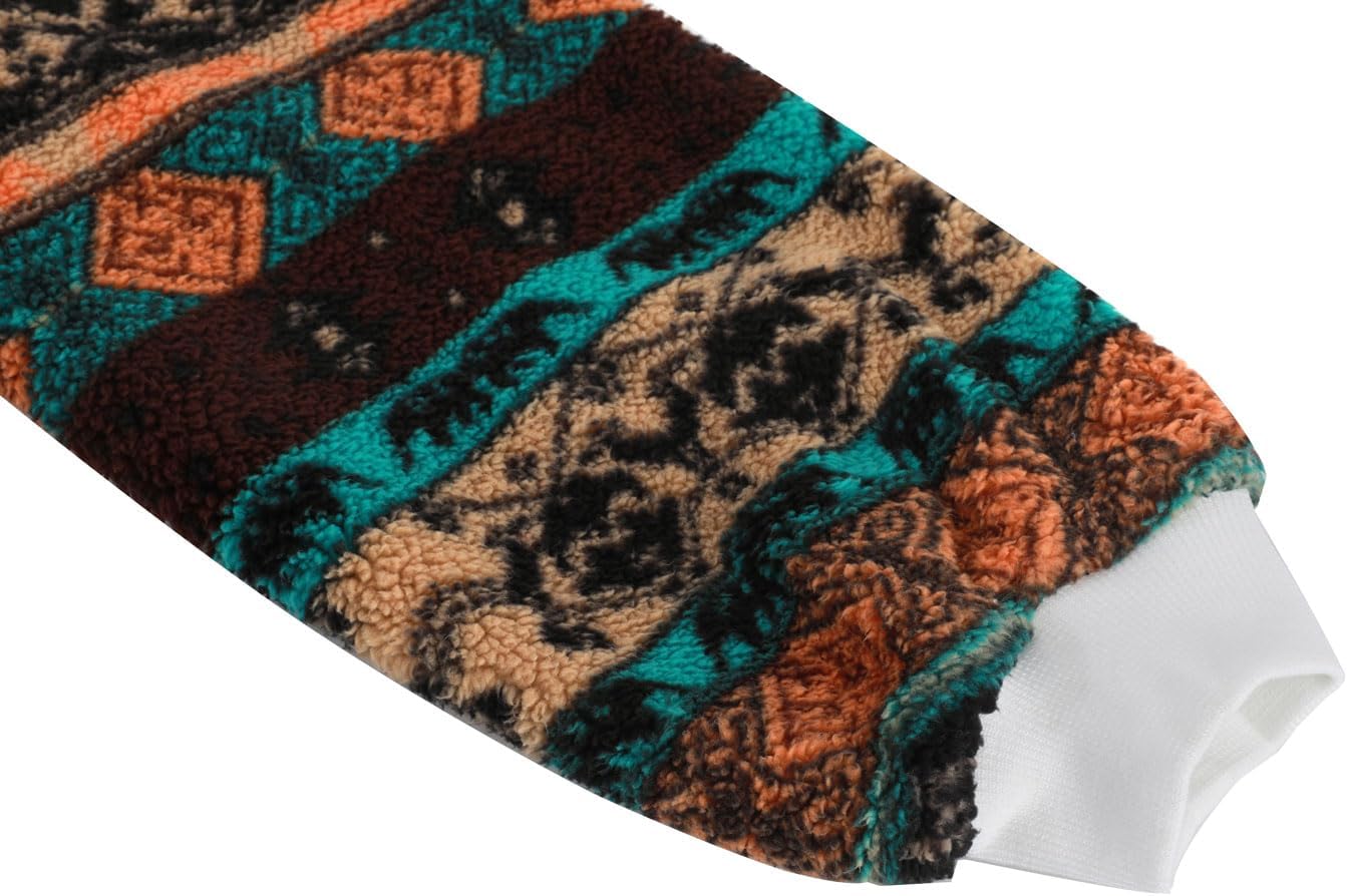chouyatou Women's Warm Half Zip Tribal Aztec Printed Hooded Fuzzy Fleece Hoodie Sweatshirt - Image 3