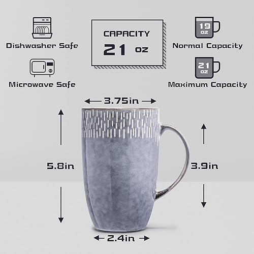 Miniatura 2 de Taza de café de cerámica extragrande, 21 onzas, taza de té de gran tamaño para el hogar y la oficina, con mango grande, apta para lavavajillas y