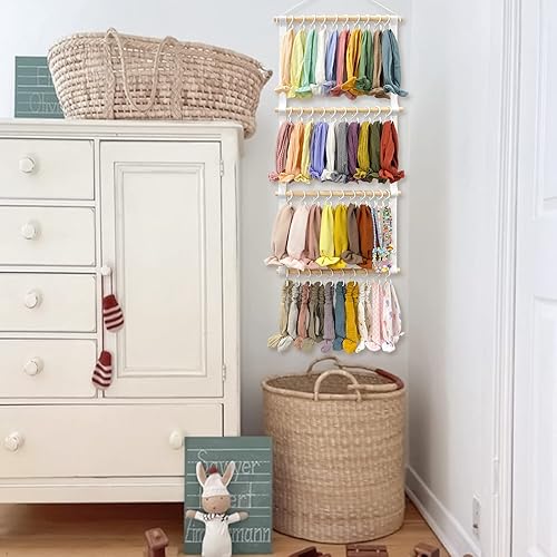 Miniatura 5 de POVETIRE Soporte para diadema para niñas, diademas de bebé, accesorios para el cabello, organizador de almacenamiento para colgar en la pared,
