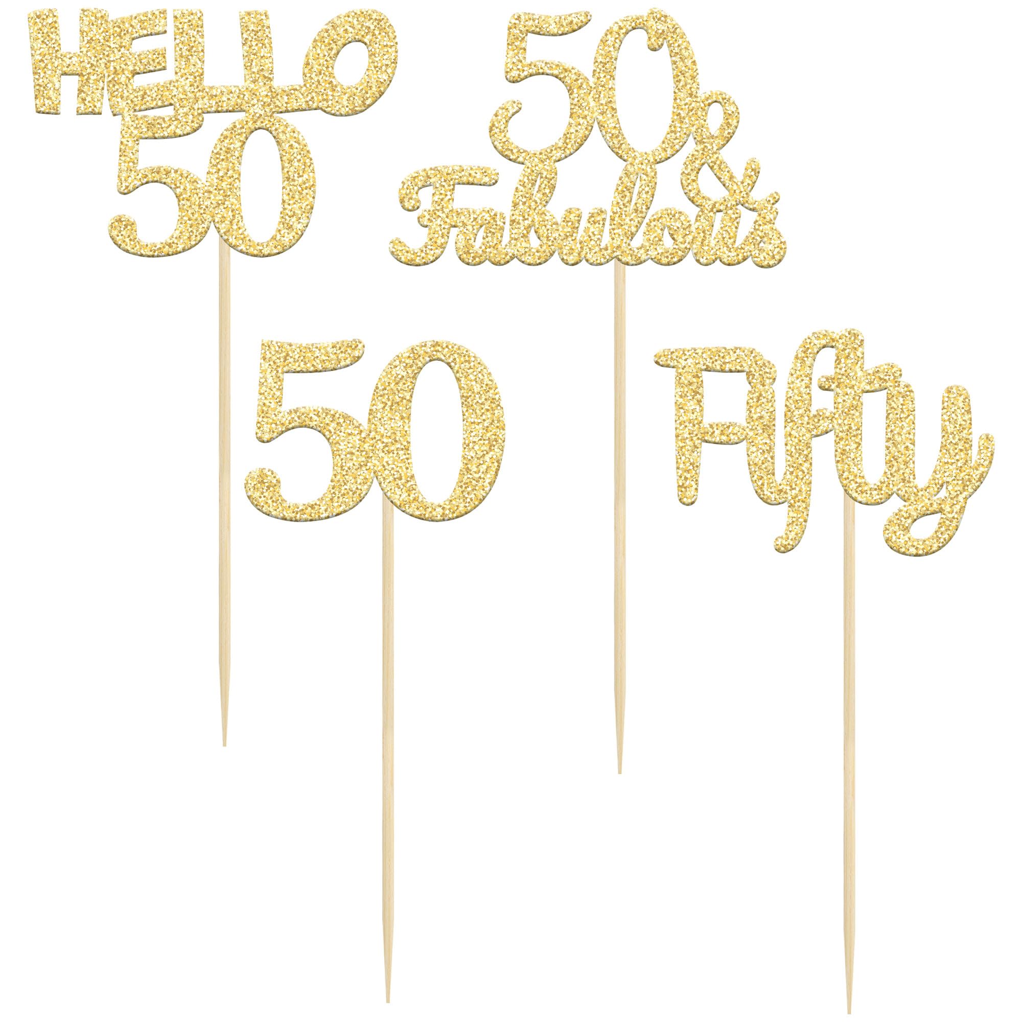 Gyufise 30 Topper Per Cupcake Oro Rosa 55° Compleanno - Glitterati Con Scritta Favolosi 55 Anni