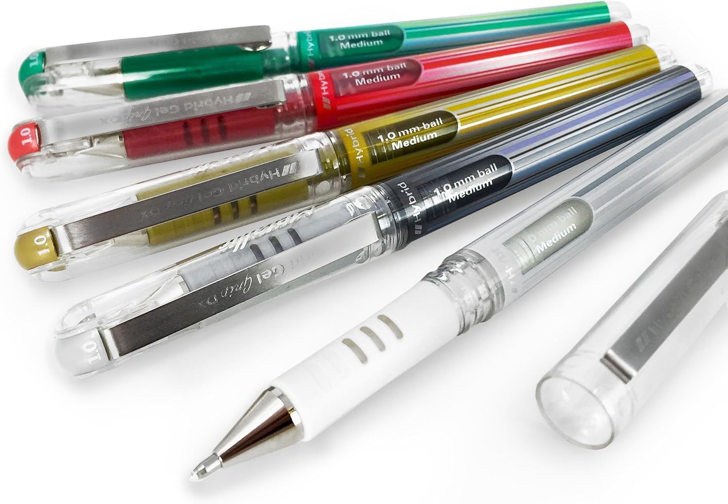 Pentel K230-WO Hybrid Gel Grip DX Tintenroller mit pigmentierter Tinte, 12-er Packung, weiß