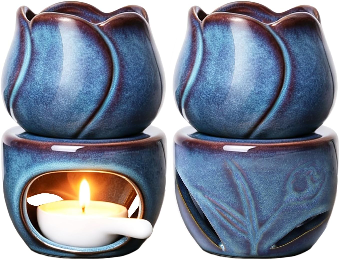 ComSaf Oil Burner Wax Melt Warmer, Ceramic Candle Diffuser, Retro Gift Pair