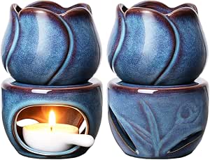 ComSaf Oil Burner Wax Melt Warmer, Ceramic Candle Diffuser, Retro Gift Pair