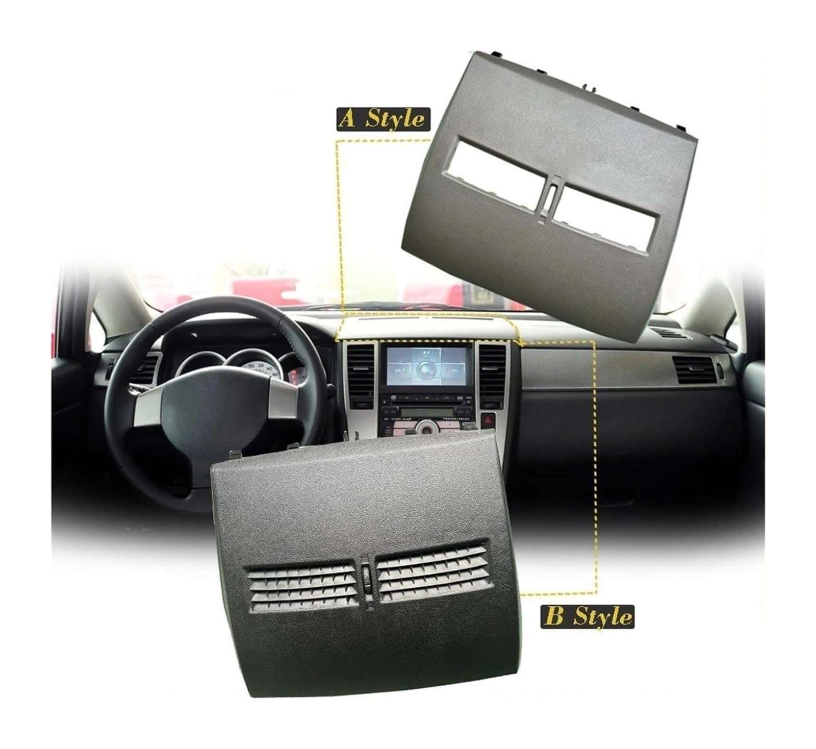 Auto Aria condizionata Ventilazione Per N&issan Per Tiida 2005 2006 2007 2008 2009 2010 Strumento Per Auto Bocchette Di Ventilazione Del Condizionatore Griglia(B Style Gray)