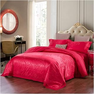 FGHOEV Jacquard Satin Duvet Cover 4-piece Quilted Cotton Bedspread Duvet Cover Pillowcase (Color : D, Size : 1.8 * 2.0m)