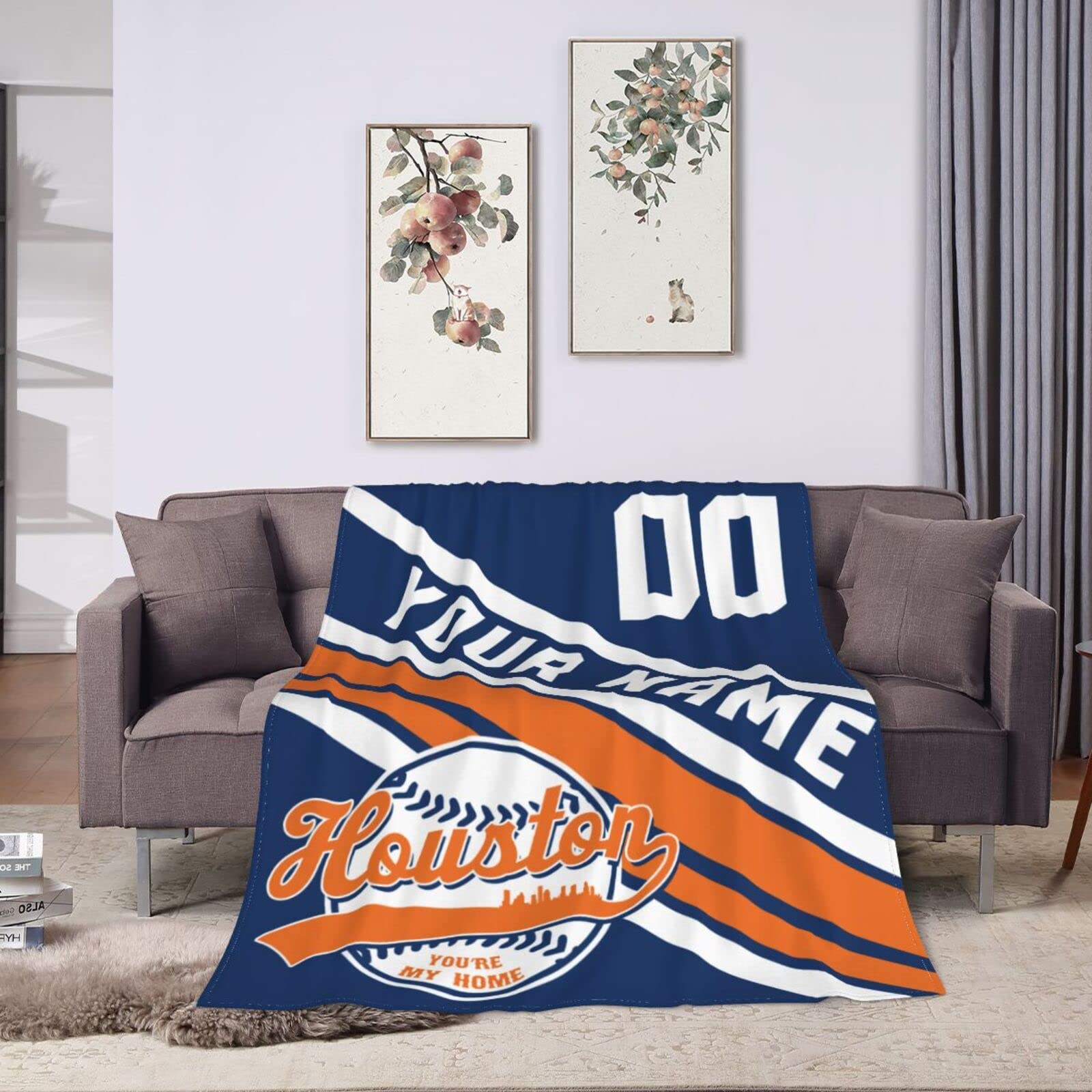 Wream Custom Blanket for Bed Fans Gift Baseball City Name and Number Winter Summer Fleece Throw Blankets Personalized, 40'x50', 50'x60', 60'x80', Optional【40x50】【50x60】【 60x80】inch