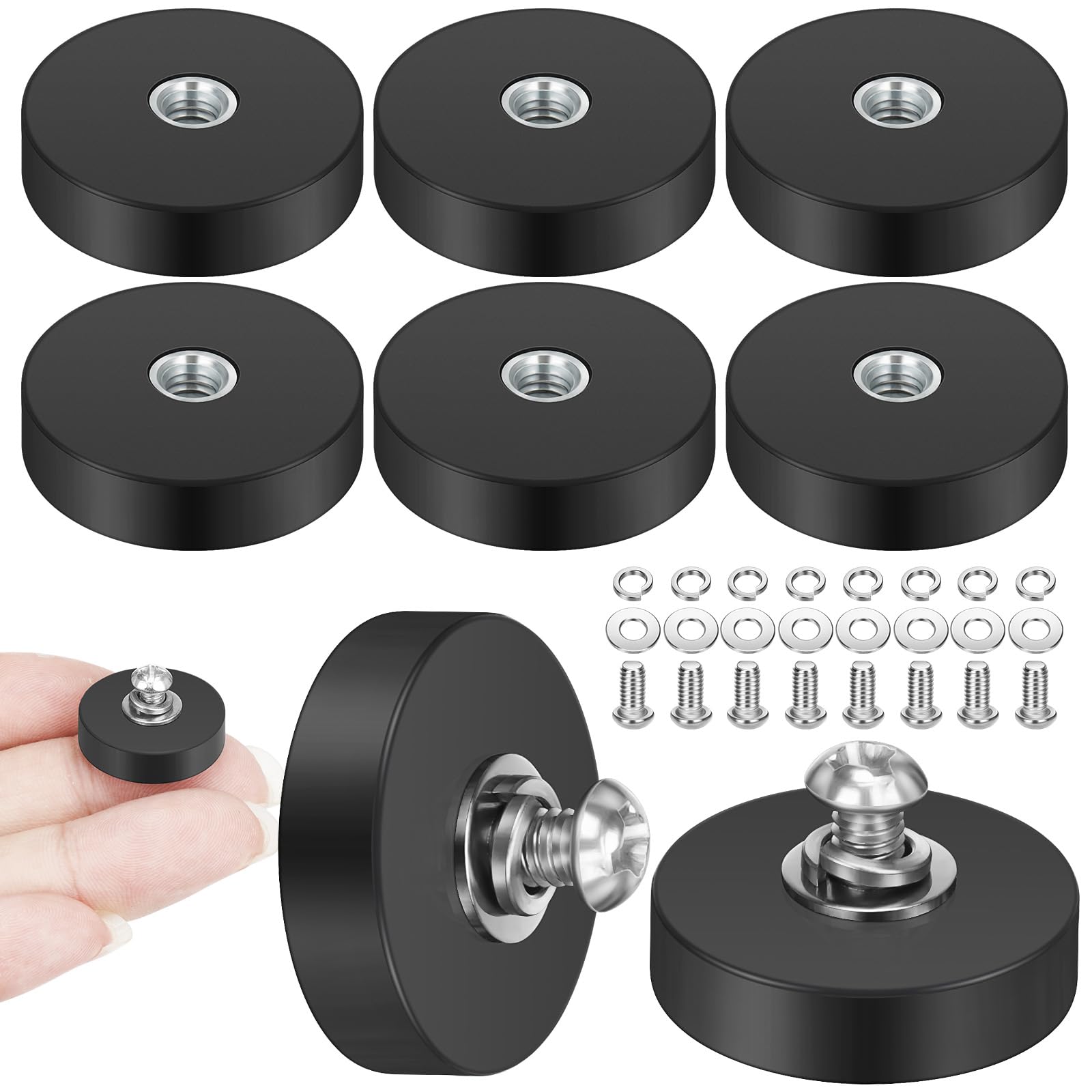 8 sztuk magnesów gumowanych, 22 mm magnes neodymowy gumowany z gwintowanym kołkiem M4, bardzo silny 5,5 kg siły ssącej, magnesy antypoślizgowe, bardzo silne gumowane magnesy do listew świetlnych