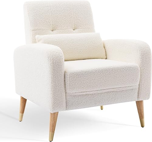 Miniatura 3 de Dolonm Silla decorativa moderna de mediados de siglo, sillón tapizado, silla de sala de estar, cómoda silla individual con patas de metal, silla de