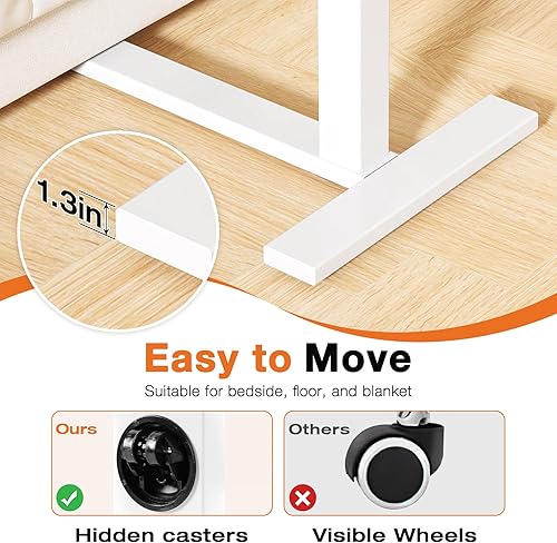 Miniatura 15 de Sweetcrispy Escritorio pequeño de pie con altura ajustable, soporte móvil para laptop con ruedas, estación de trabajo portátil para computadora con