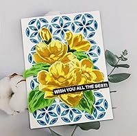 Vista 6 de Alinacutle 5 plantillas de capas de flores de peonía y 1 juego de troqueles de marco, plantillas de plástico con marcos, corte de metal, troqueladas