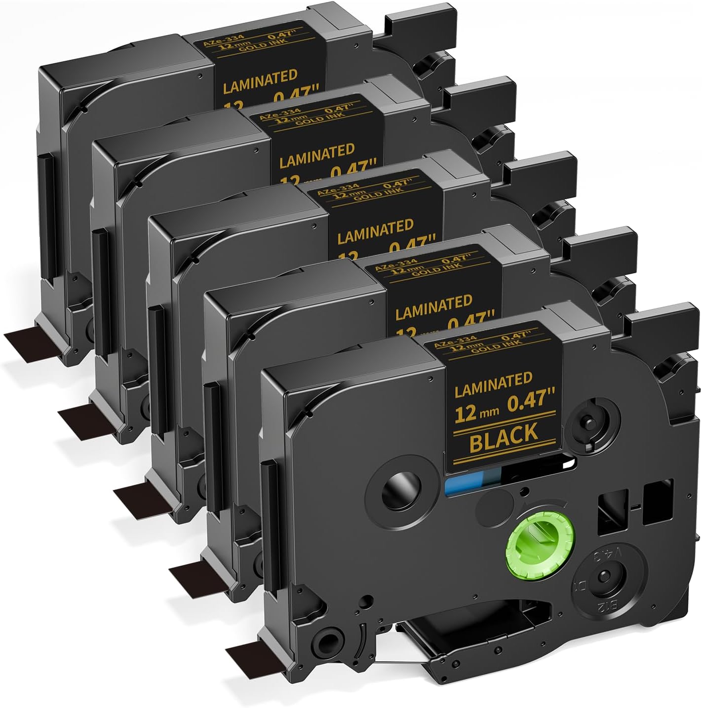 Amazon.com: Label KINGDOM 12mm Gold on Black Tape Compatible with ...