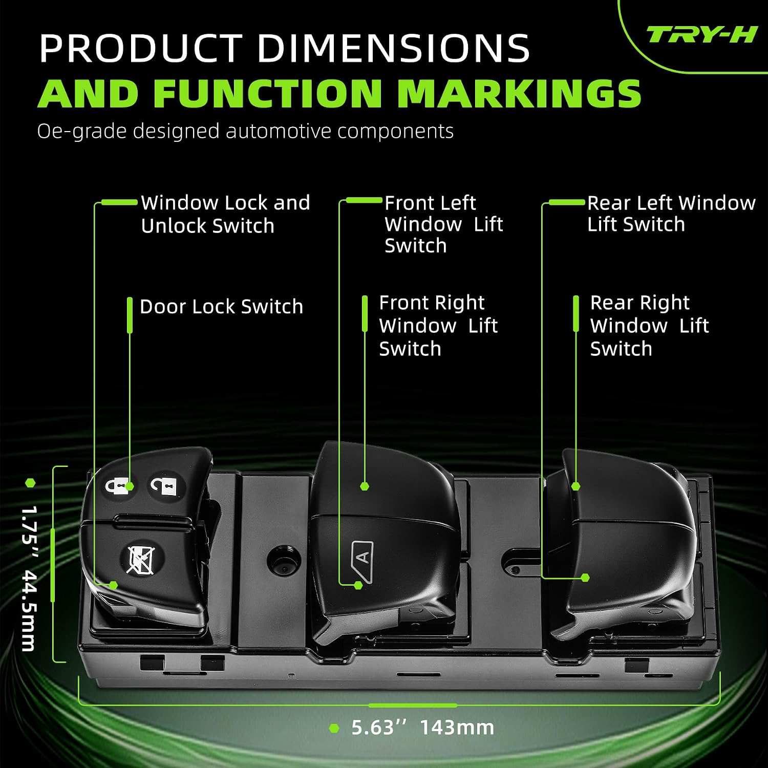 25401-3NF0A Power Master Window Switch Driver Side for 2011-2018 Leaf/Juke/Altima 2013-2019 Sentra 2014-2017 Rogue Replace# 25401-3NF0A 25401-3SH1A