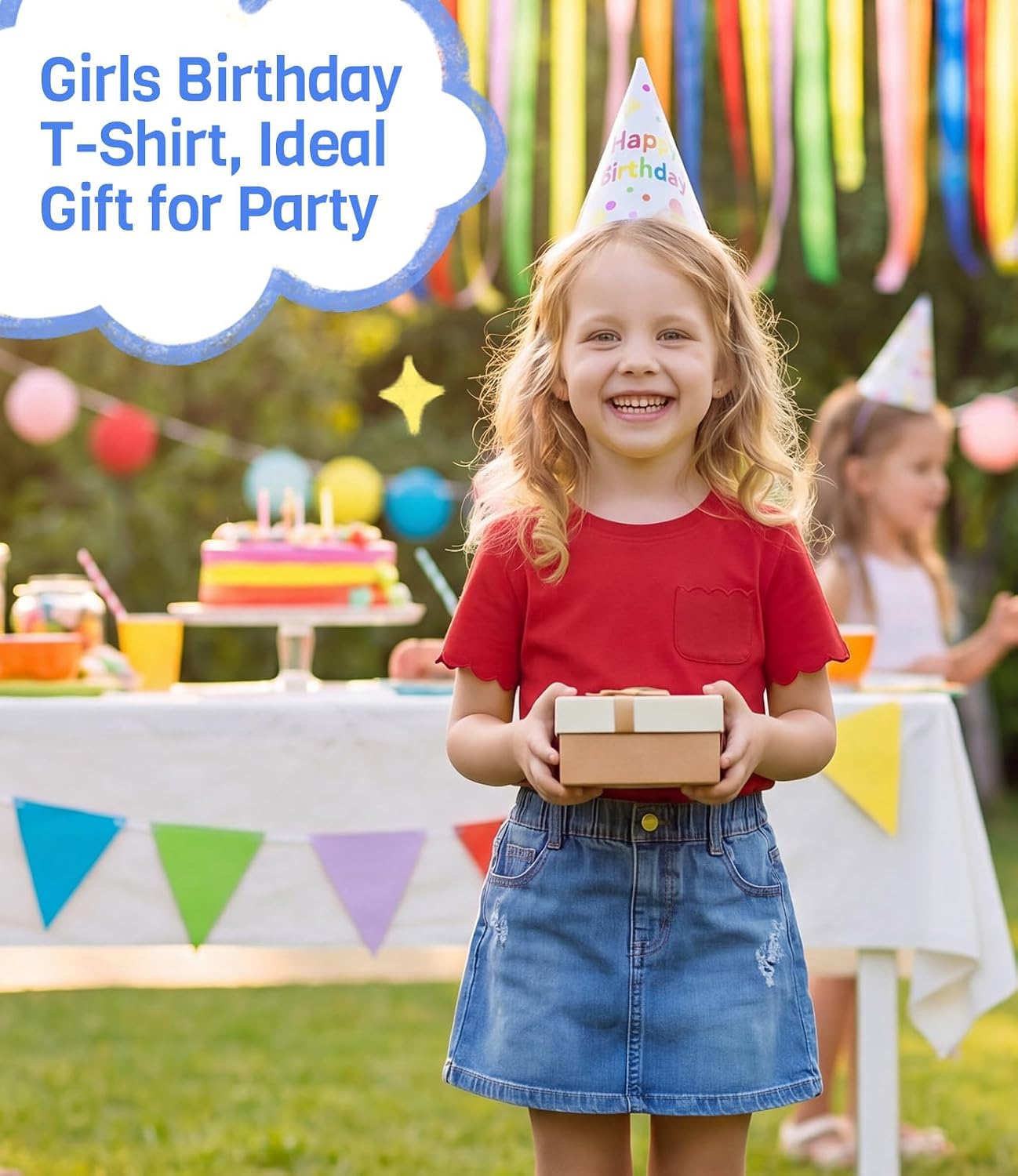 Girls Scalloped Edge T-Shirts Soft Cotton Blend Tee with Pocket 3-6 Years Kids Casual Tops Blouse