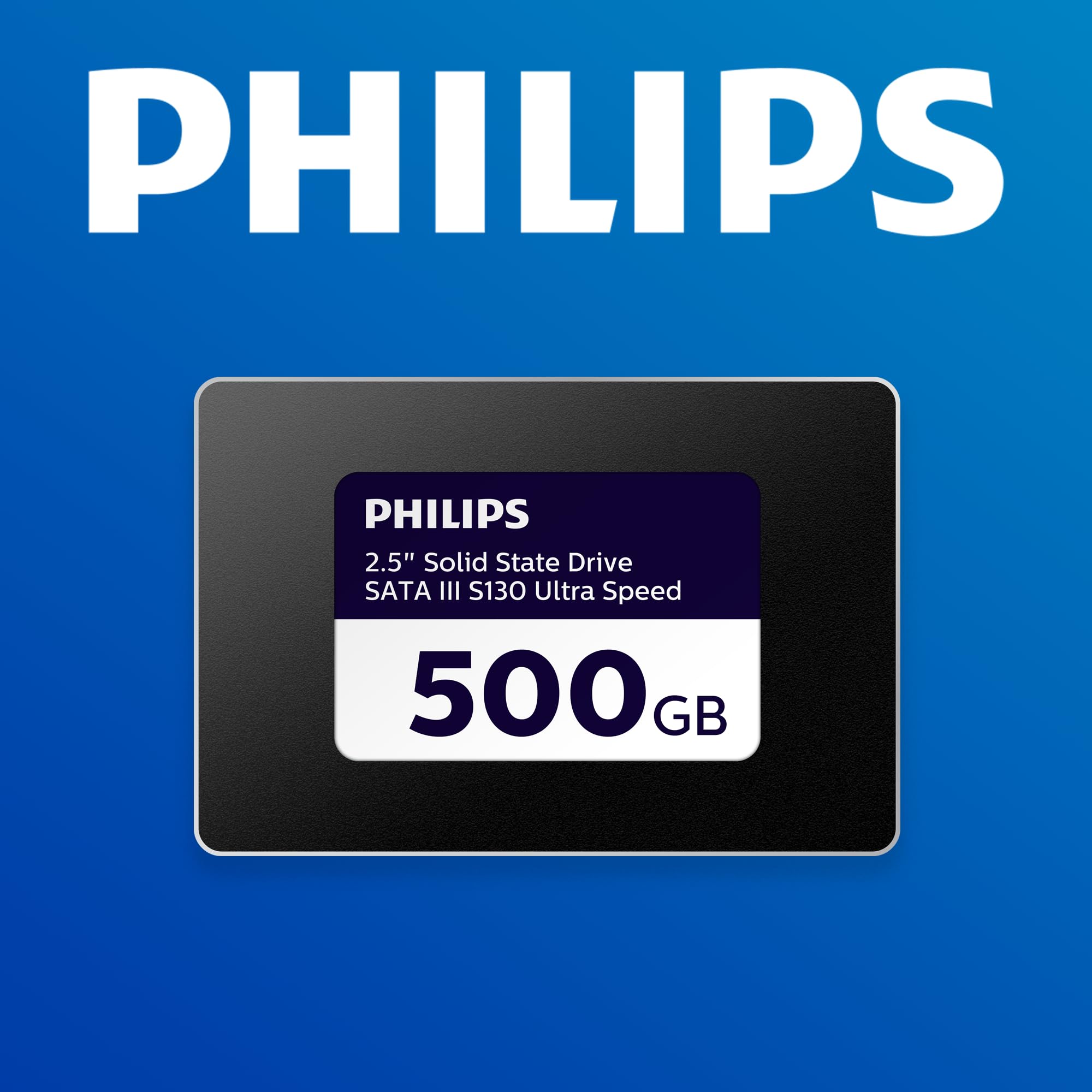 Philips SSD Interno de 2,5 Pulgadas, SATA III, 500 GB, S130 Ultra Speed, Velocidad de Lectura de hasta 550 MB/s