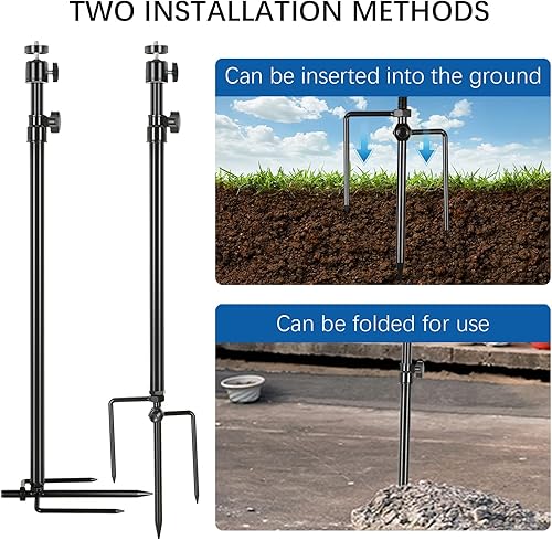 Miniatura 3 de Soporte para cámara de sendero, altura ajustable (15.7-28.3 pulgadas) y estaca giratoria de 360, base de modo dual para poste de suelo suaveduro,