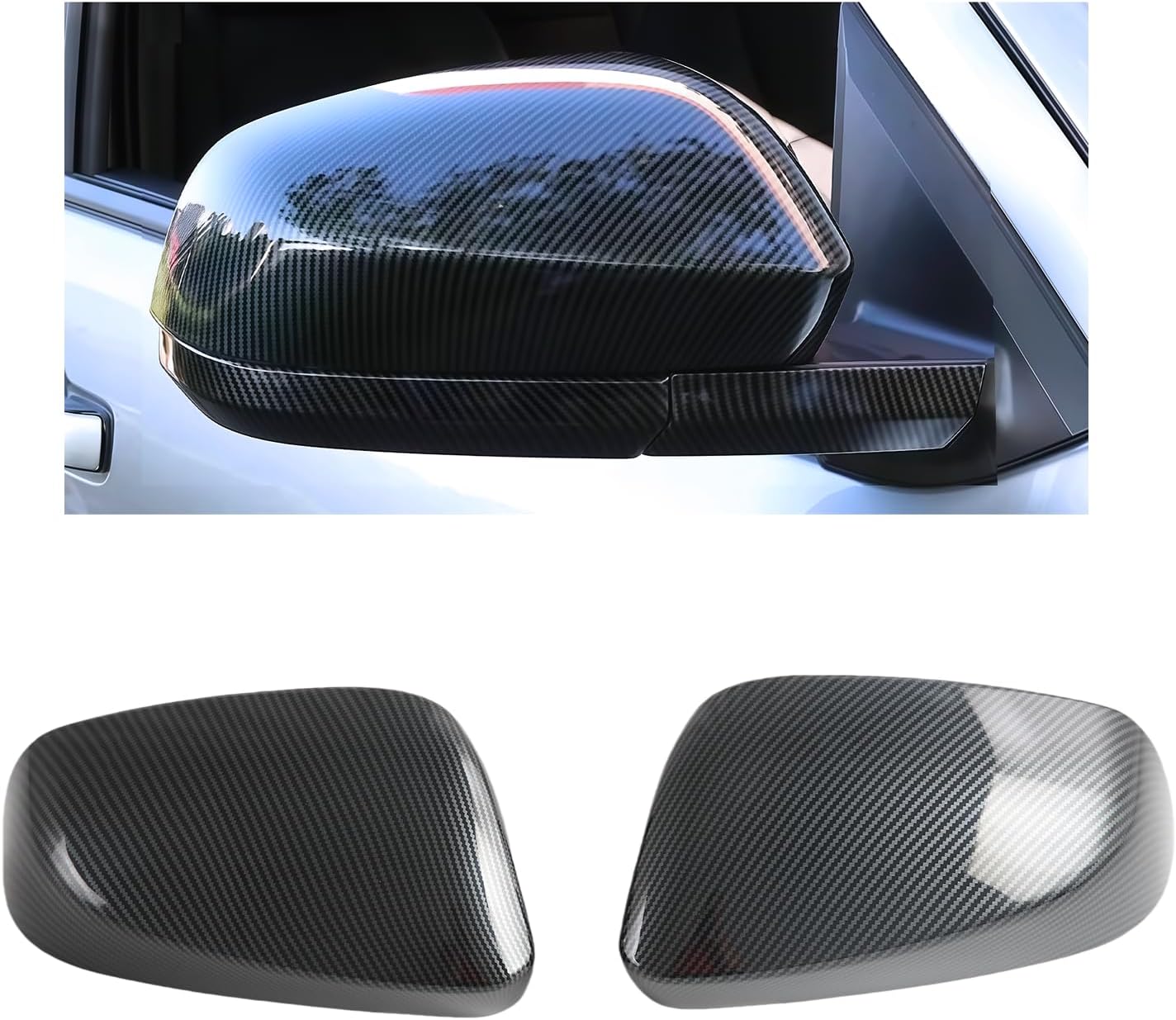Car Door Rearview Mirror Cover-Without Turn Signal Lamp Protection Trim for Toyota Tacoma 2024-2025 Exterior Kit (Pack of 2) (Imitation Carbon Fiber Pattern)