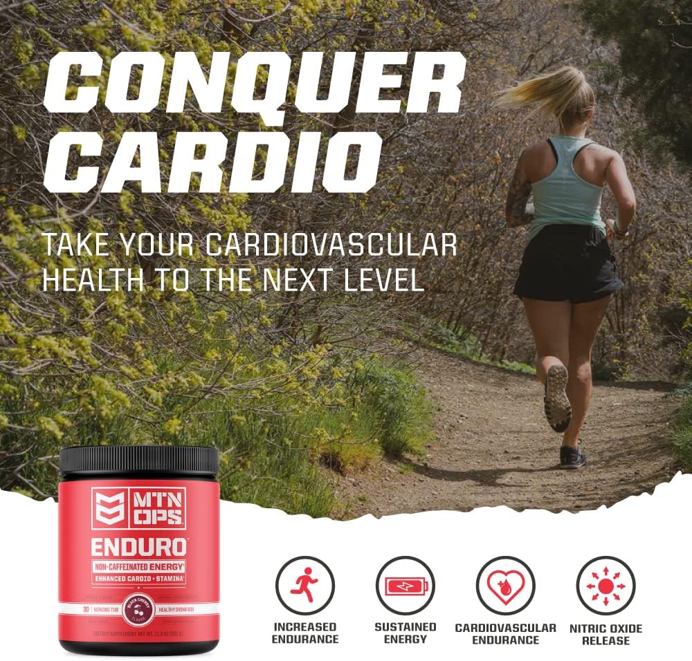 MTN OPS Enduro Nitric Oxide Stim Free Pre Workout | Magnesium Citrate, L Arginine & L Citrulline Caffeine Free Preworkout | 30 Serving Peach Zing