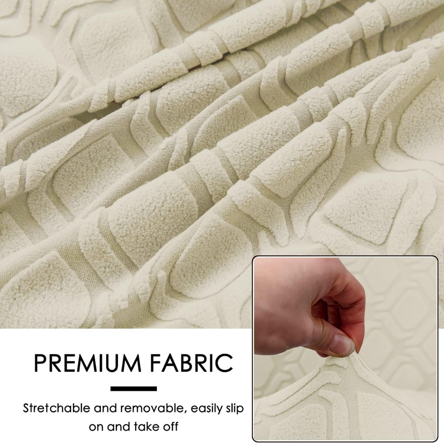 2 Piece Tub Chair Cover with Cushion Cover, Stretch Club Chair Slipcover for Armchair Jacquard Spandex Sofa Slipcover Furniture Protector Cover for Bar Counter Living Room (A-Beige)