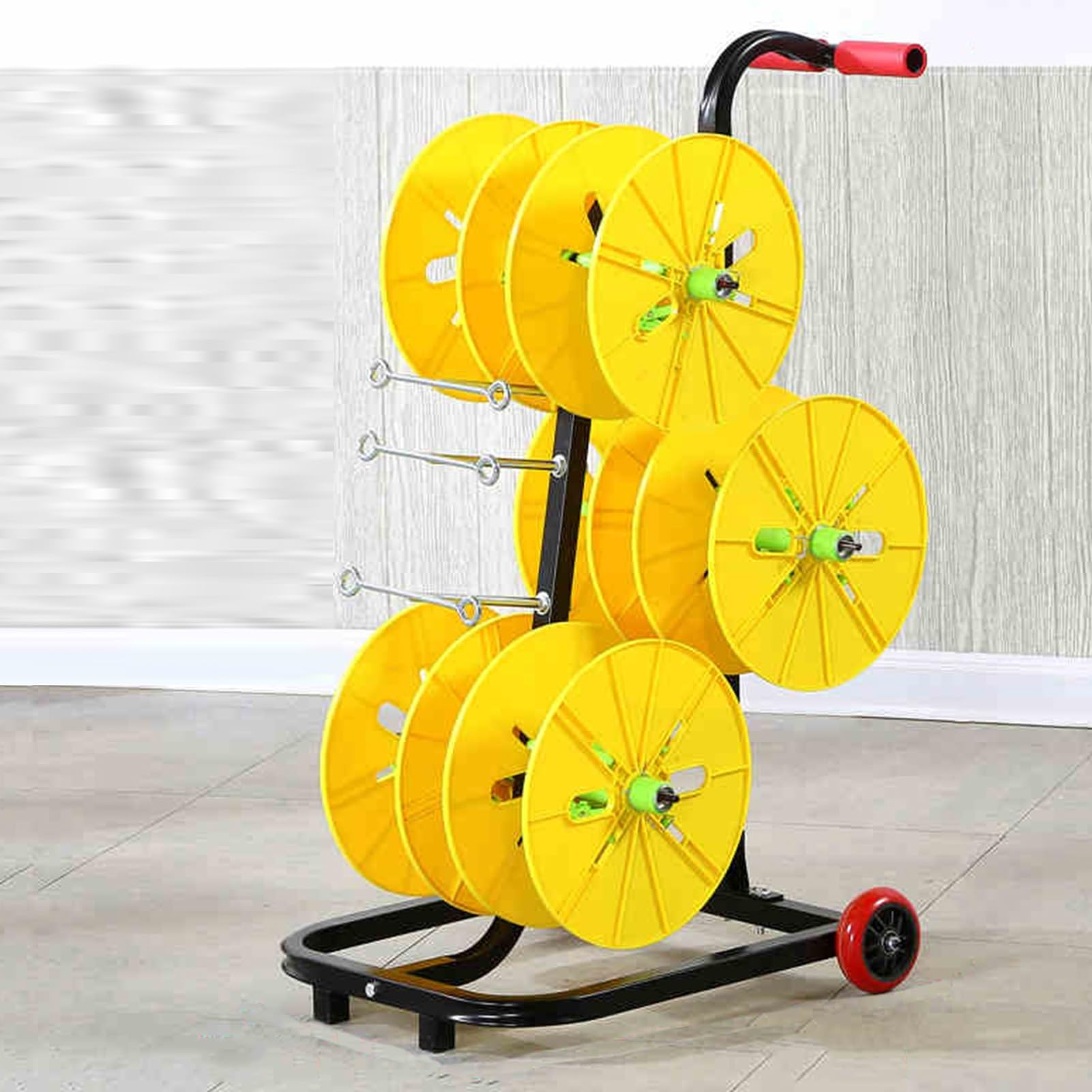 WDSOPK Wire Spool Rack,4/6 Rods Heavy Duty Wire Spool Cart with Wheels,Multi-Spool Wire Rack Dispenser,for Electrical Industrial and Garage (6 Rods Wire)
