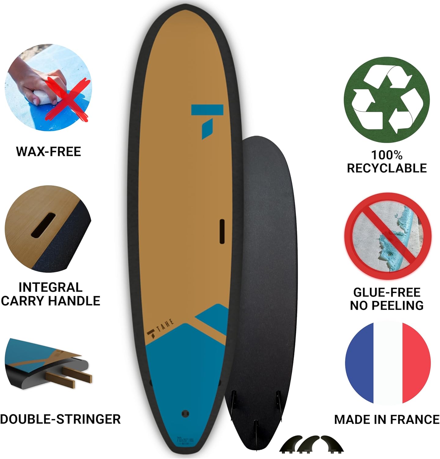 TAHE 7'0" Meteor Foam Surfboard – Premium Molded Soft Top | Lightweight, Durable & Agile | Ideal for Kids, Smaller Surfers & Progression | Skin-Tec Construction for Long-Lasting Performance