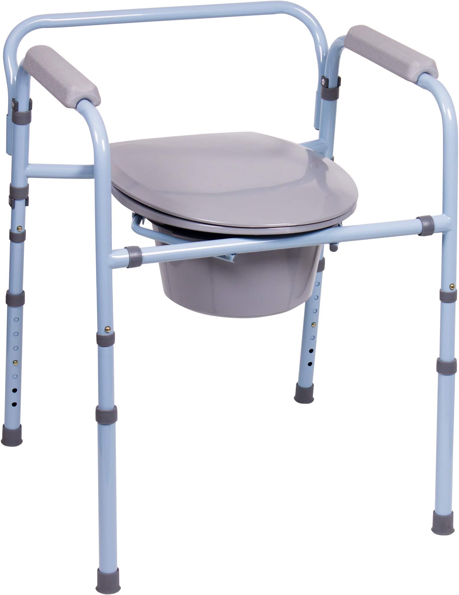 Carex 3-in-1 Folding Bedside Commode and Raised Toilet Seat, Portable Toilet for Camping, Supports Up to 300lbs, Bedside Commodes for Seniors, Adult Potty Chair with Bucket, Lid, and Splash Guard