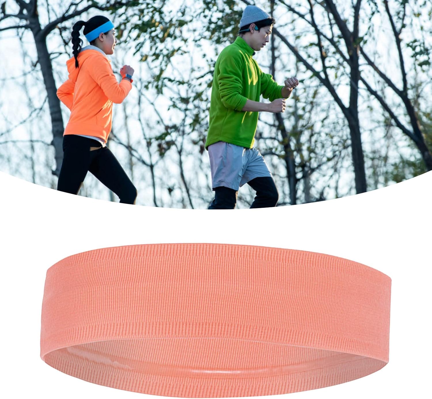 Sports Headband Prevent Slip Moisture Wicking Soft Elastic Men Women Sweatband for Fitness Yoga Running Sky Orange