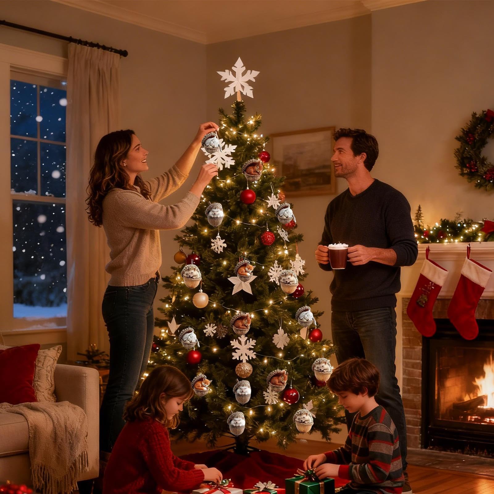 Lot De 12 Décorations De Noël En Feutrine En Forme D'animaux De La Forêt, à Suspendre, Pour Sapin De Noël, Décoration D'intérieur Ou D'extérieur - 6 Styles