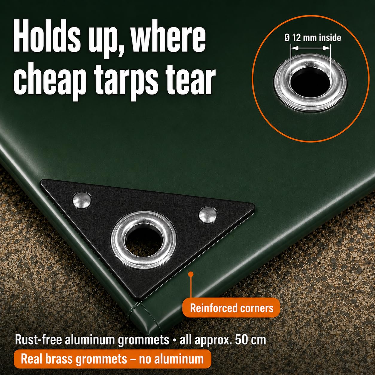 NEMAXX® Lona 450 g/m² 5×3 m Gris Ojales ALU Impermeable Anti-UV | Resistente a invierno y moho, costura soldada, esquinas reforzadas, ojales cada 50 cm – madera, jardín, tejado, obra, piscina