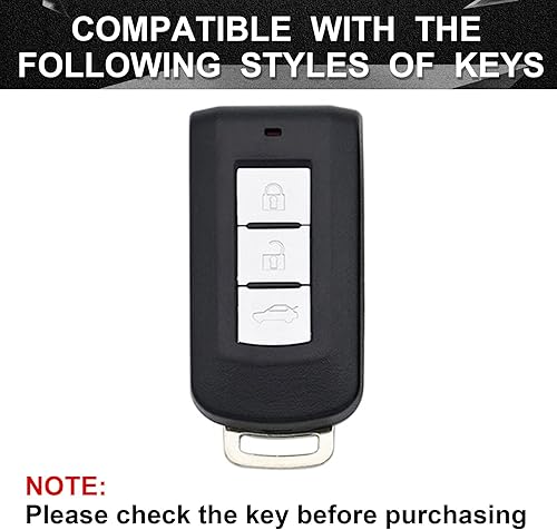 Miniatura 6 de SK CUSTOM Funda para llave inteligente con marco de cuero negro y aluminio, compatible con Mitsubishi ASX Outlander con 3 botones, accesorio remoto