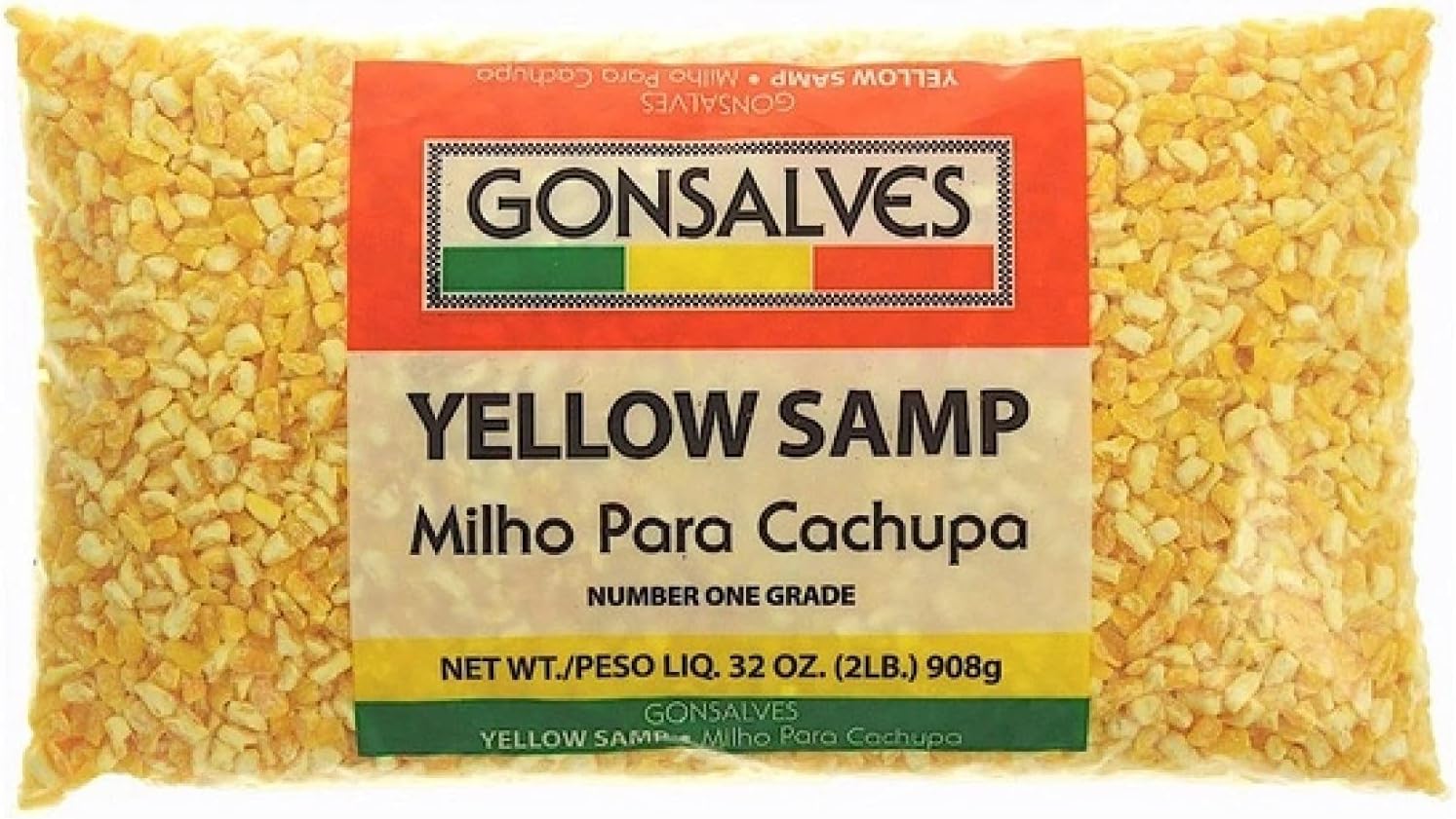 Gonsalves FIAHNG YELLOW SAMP Milho Para Cachupa (Dried Yellow HOMINY CORN) Net Wt/PESO LIQ 32 oz (2LB) 908g
