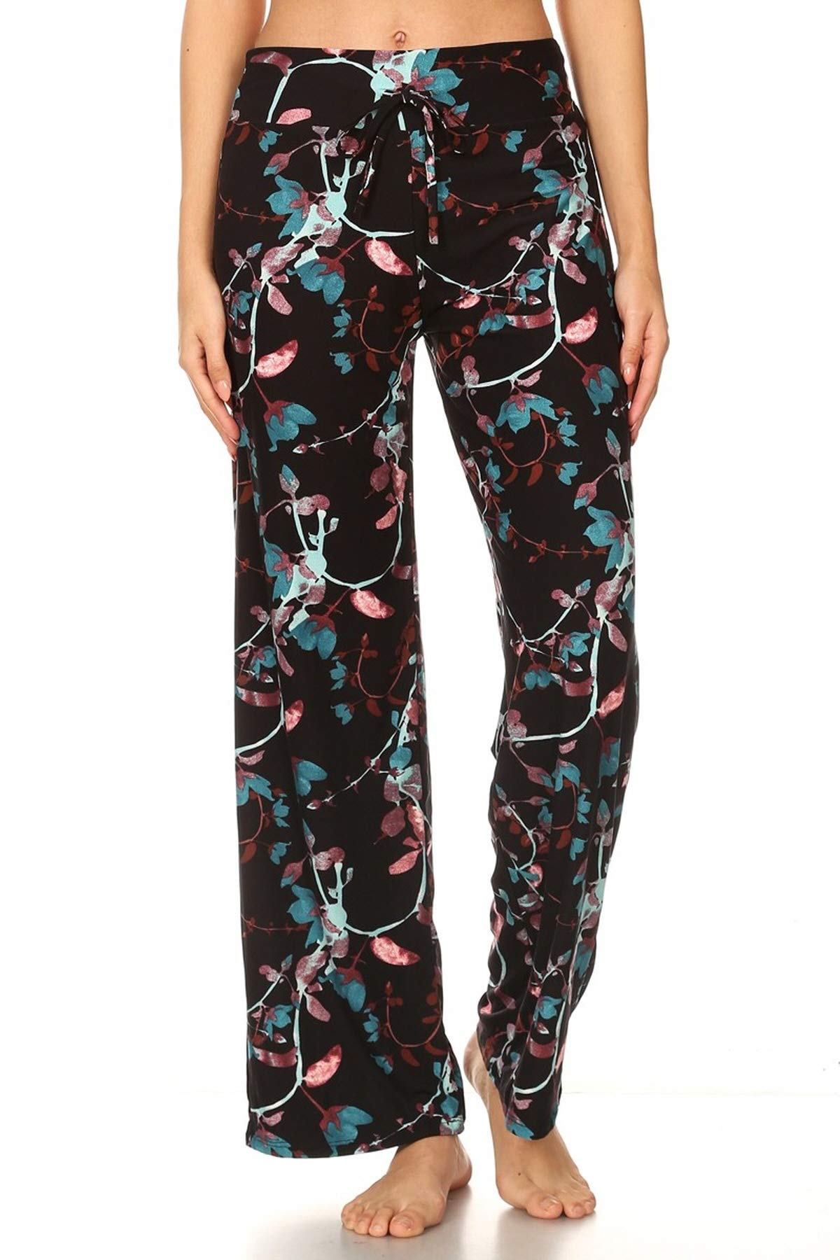 Leggings Depot Women's Wide Leg Drawstring Pajama Pants for Lounge, Sleep