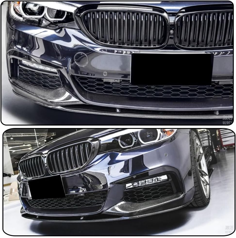 Carbon Look Front Lip Compatible with BMW 5 Series G30 G31 G38 520i 530i 540i 2017-2020 M-Sport ABS Front Splitter Bumber Lower Protector Chin Spoiler Splitter