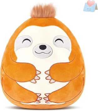 BSTAOFY 12 Cute Sloth Soft Plush Sloth Stuffed Animal Cushion Nap Birthday Valentines for Boys Girls