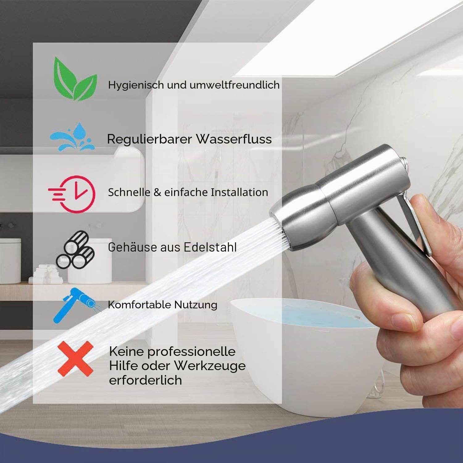 Handbrause, Toilette Bad Bidet für Bidet Armaturen WC mit 59in langem flexiblem Teleskop-Brauseschlauch und Halterung, Edelstahl Duschkopf Windel Dusche Tierbad Wasserspar Wand waschen