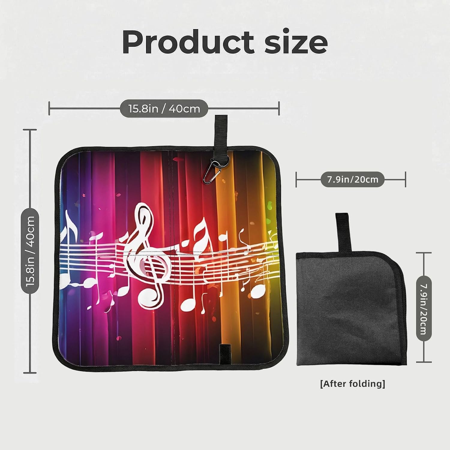 (Music Note) Sitting Pad Foldable Seat Cushion Lightweight Camping Seat Mat with Hook for Outdoor Hiking Picnic Camping