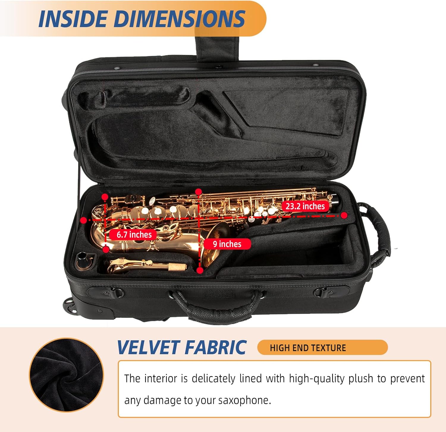 Alto Saxophone Case With Wheels, Nylon Material 1200d Alto Sax Case Roller Bag, Alto Sax Backpack, Thicken Padded Shoulder Strap, Handle Strap Sax Accessories Carrying Bag