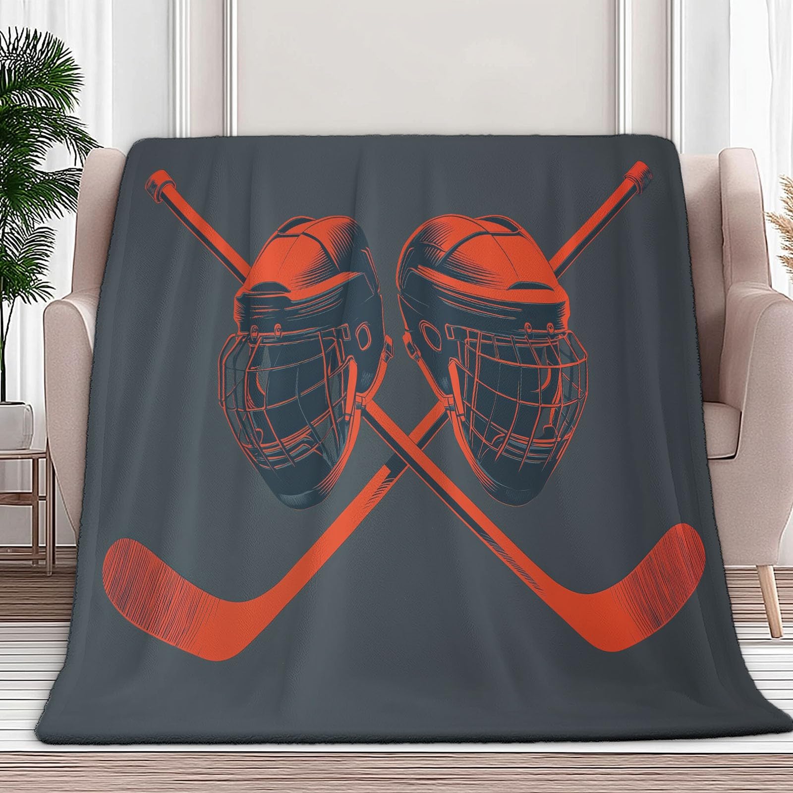 Plaid couverture polaire hockey 220x240 cm grand jeté de canapé lit flanelle