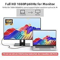 Vista 3 de FEMORO Cable HDMI a VGA de 6 pies macho a macho, cable trenzado de nailon 1080P a 60Hz para laptop, computadora de escritorio, Xbox, PS3, Raspberry