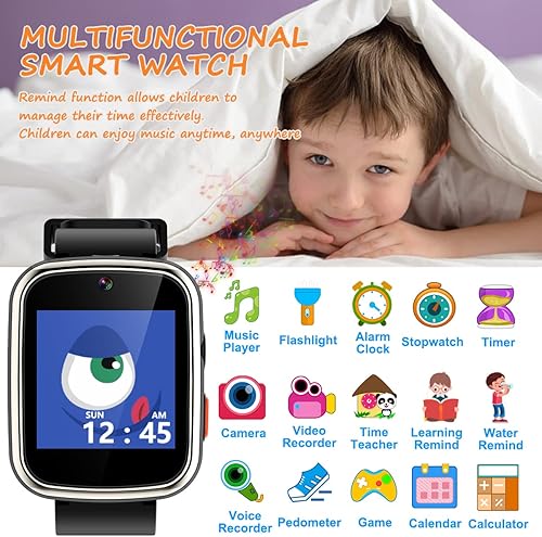 Miniatura 3 de Reloj inteligente para niños de 3 a 10 años de edad, pantalla táctil HD de 1.54 pulgadas, con cámara doble, juegos, reproductor de música,