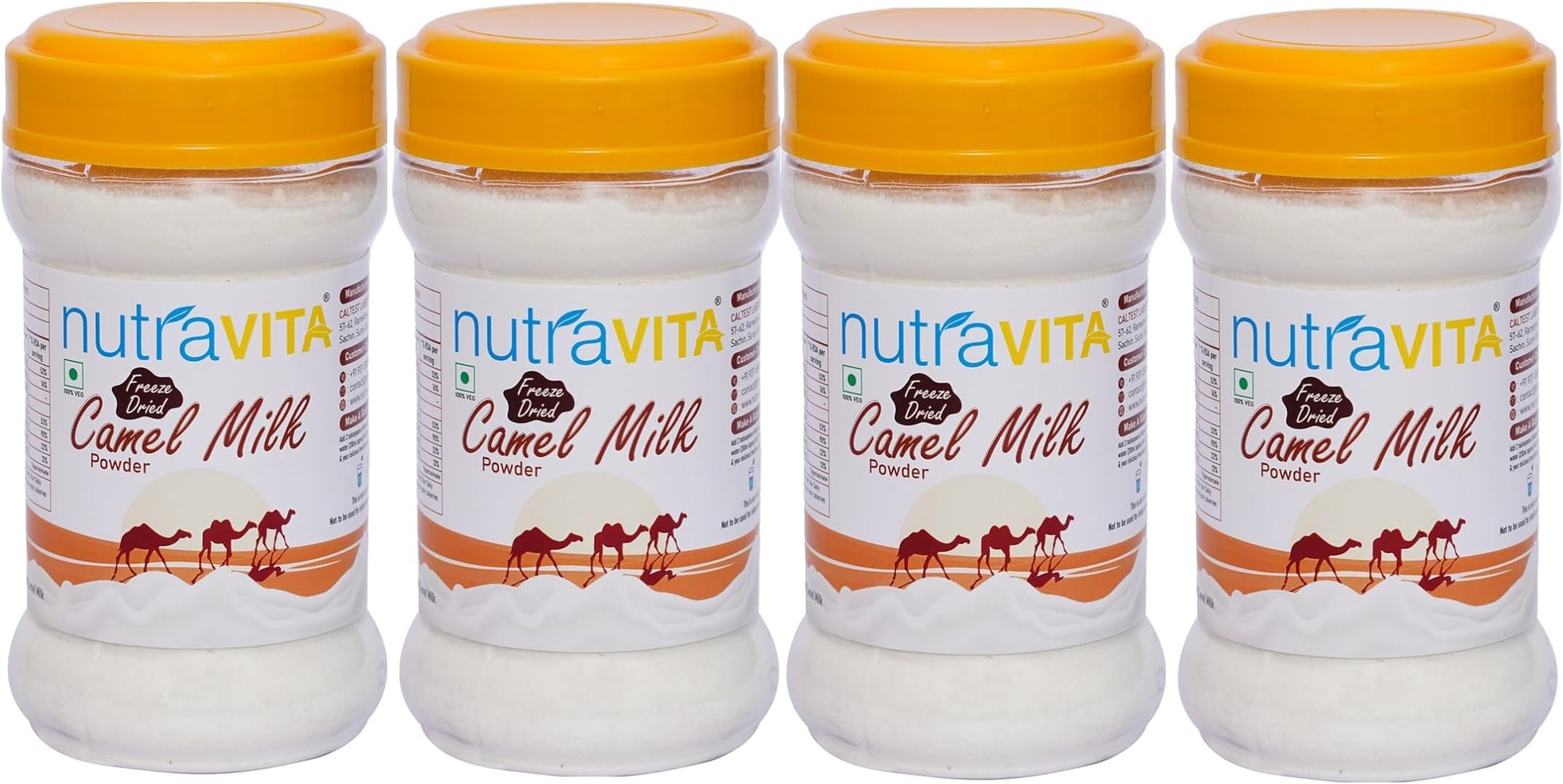 Nutra Vita Camel Milk Powder FOUR Units of 100 G each (Freeze Dried,Gluten Free, No Additives, No Preservatives)
