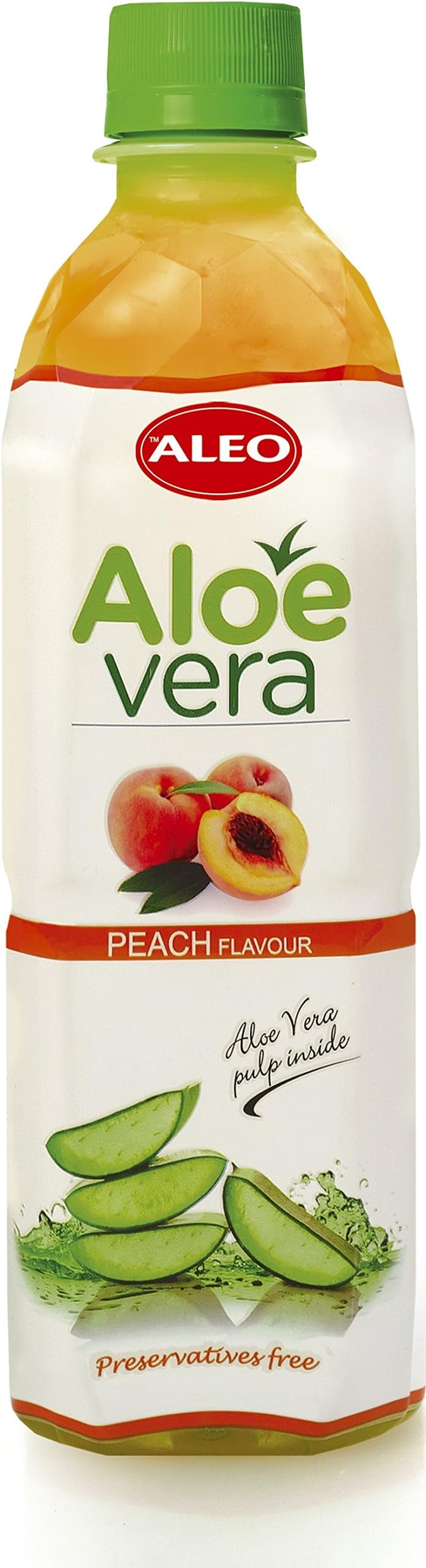 ALEO Peach Flavour Aloe Vera Drink, 500 ml, Pack of 24