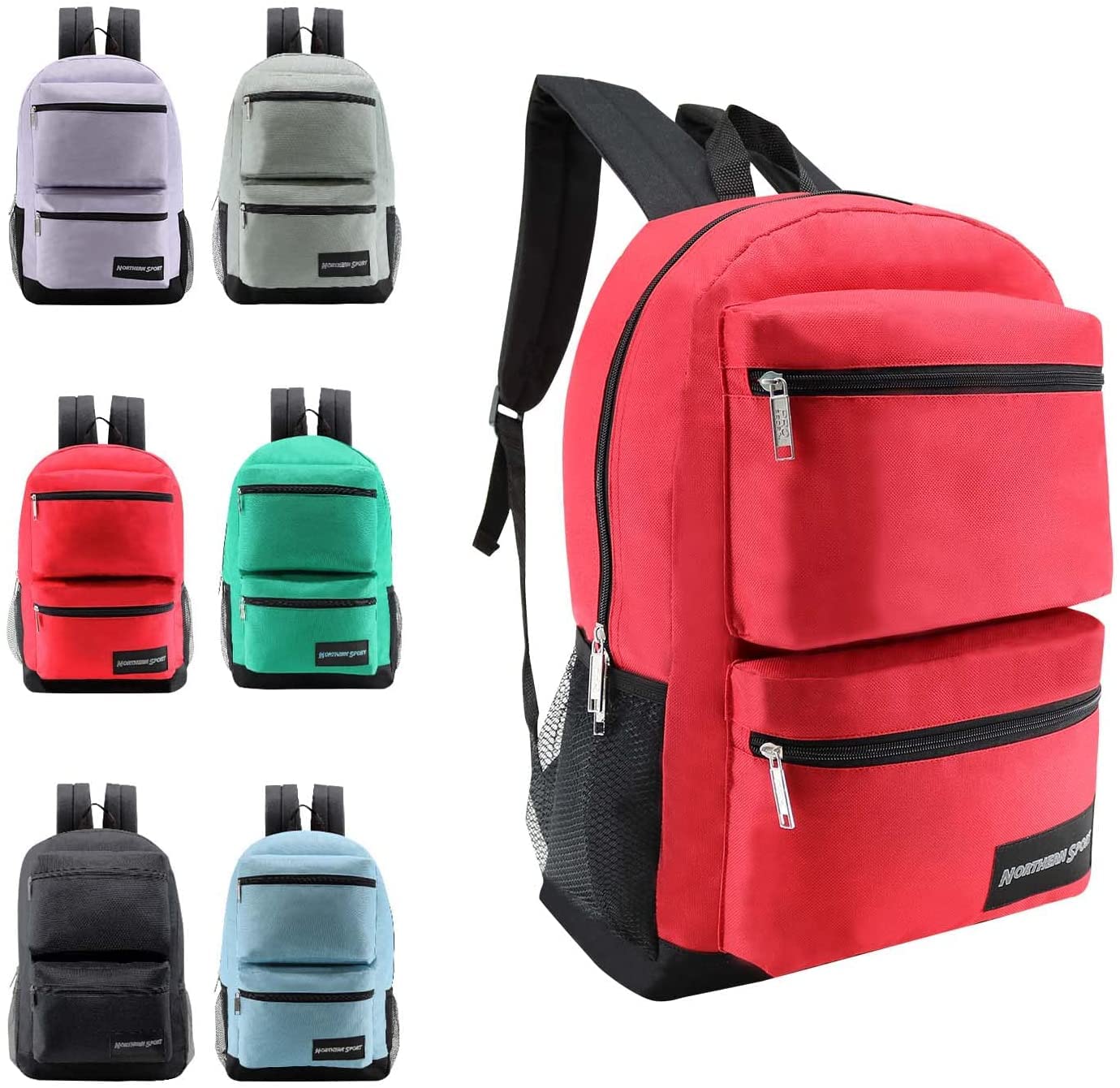 24-Pack 19" Backpacks for Kids - Bookbags in Bulk for Elementary, Middle, and High School Students, 6 Assorted Colors
