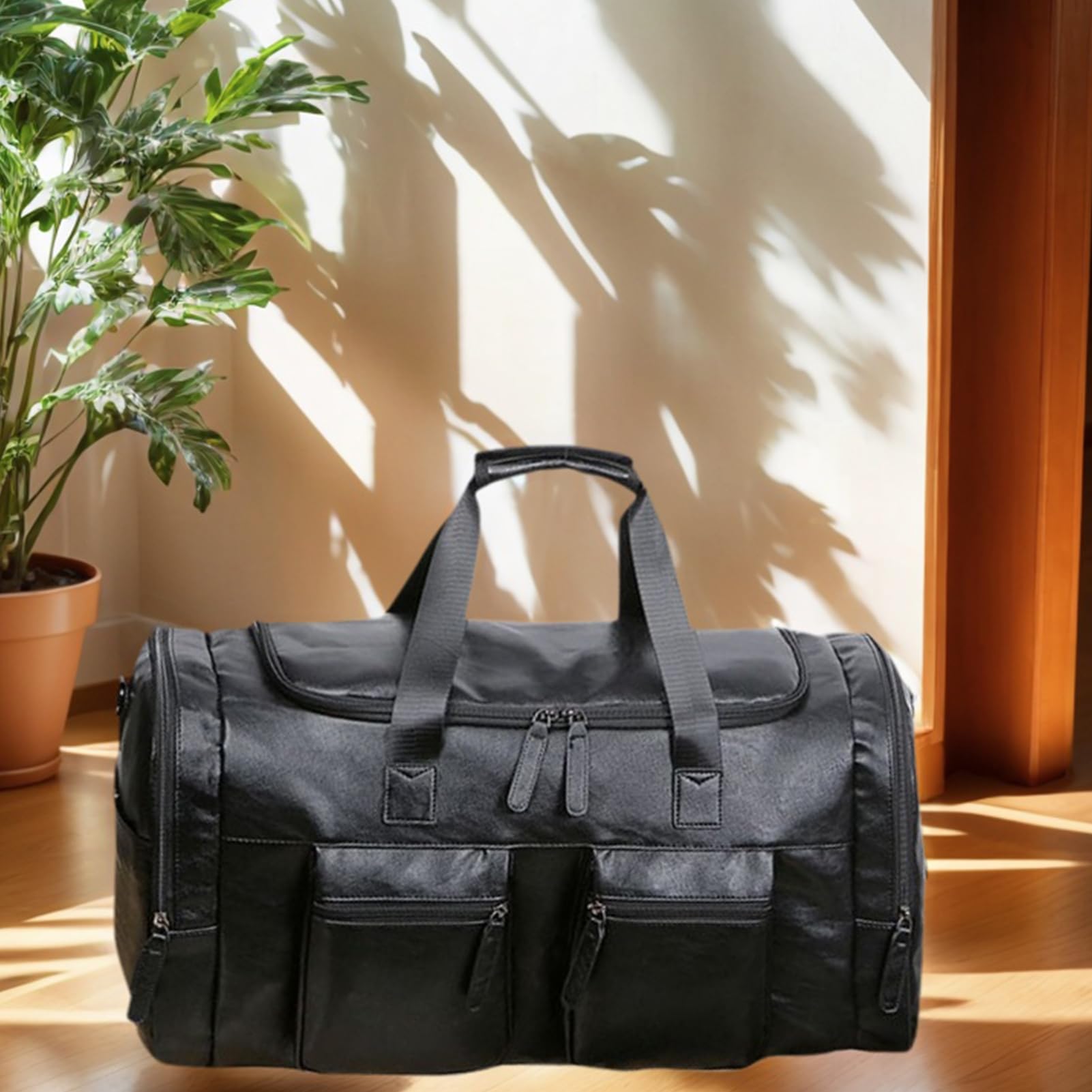 Podróżne Torby Duffel Dla Mężczyzn Duży Worek Z Wytrzymałej Skóry PU | Męska Torba Bagażowa Podróżna Duffel Na Weekend Podróż Samolotem Wakacje Biznes Odzież Buty Dla