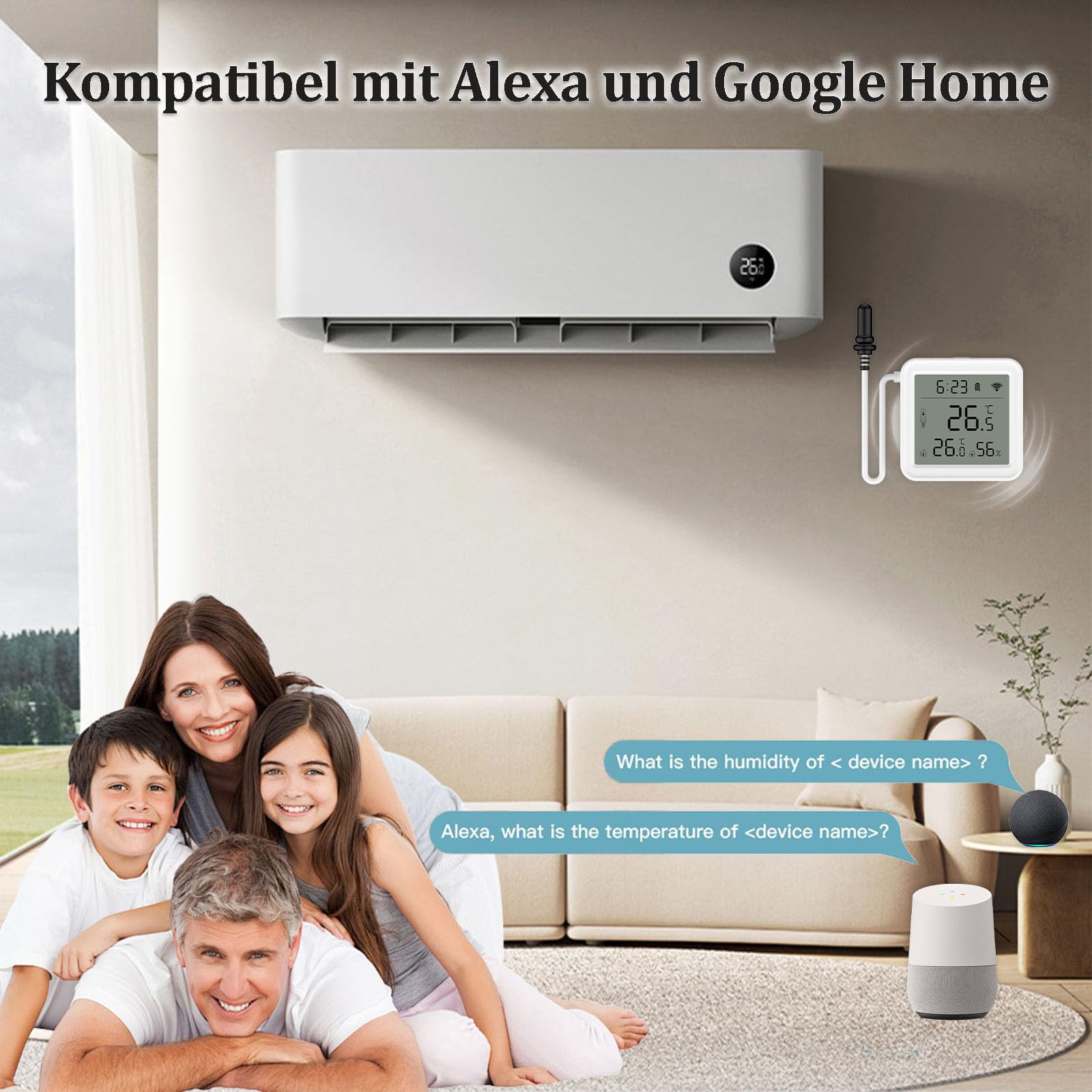 Confezione da 2 termometri Wi-Fi per interni, Humidity Gauge con app e sensore esterno, misurazione dell'umidità dell'aria, monitor digitale della temperatura per serra, cameretta dei bambini,