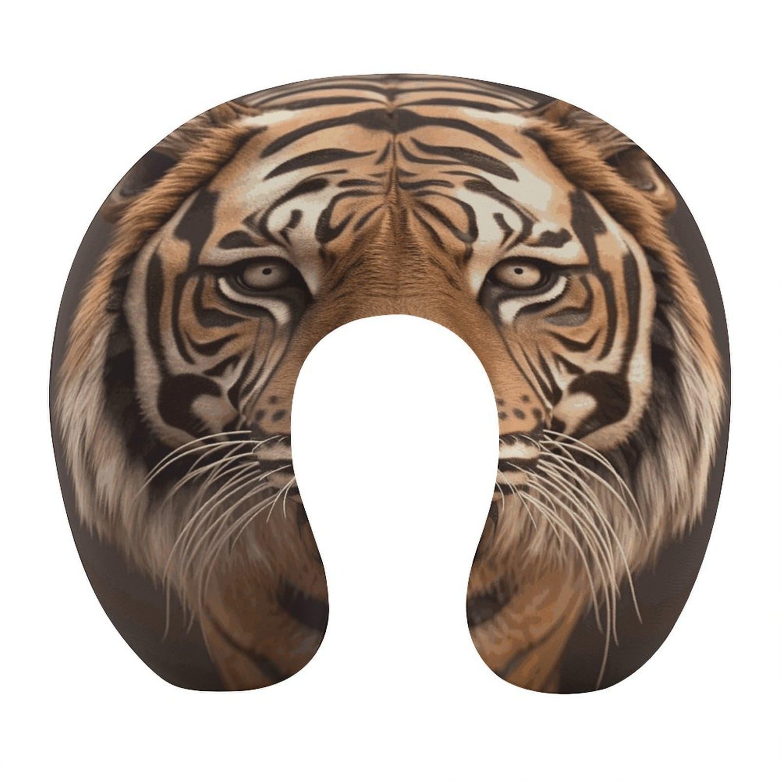 Btcowzrv Style 3D Tiger Head U Shaped Neck Pillow Travel Pillows